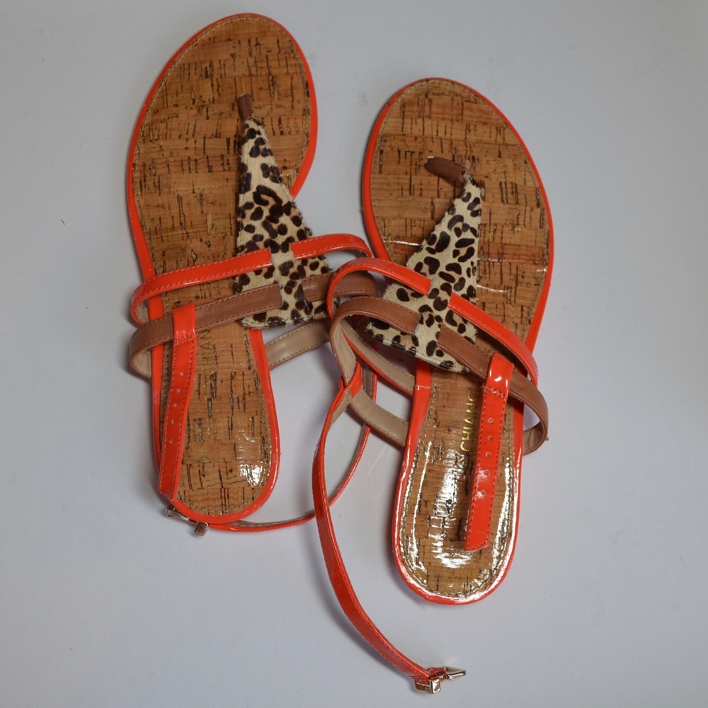 Orange and Cheetah Print Sandals
